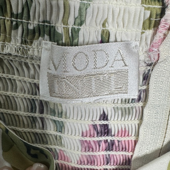 Moda Int'l Dress Women XS Floral Cold Shoulder Midi‎ Cottage Praire Garden Vtg - Picture 6 of 13